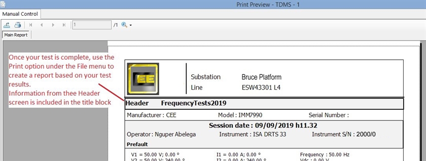 TDMS example test report